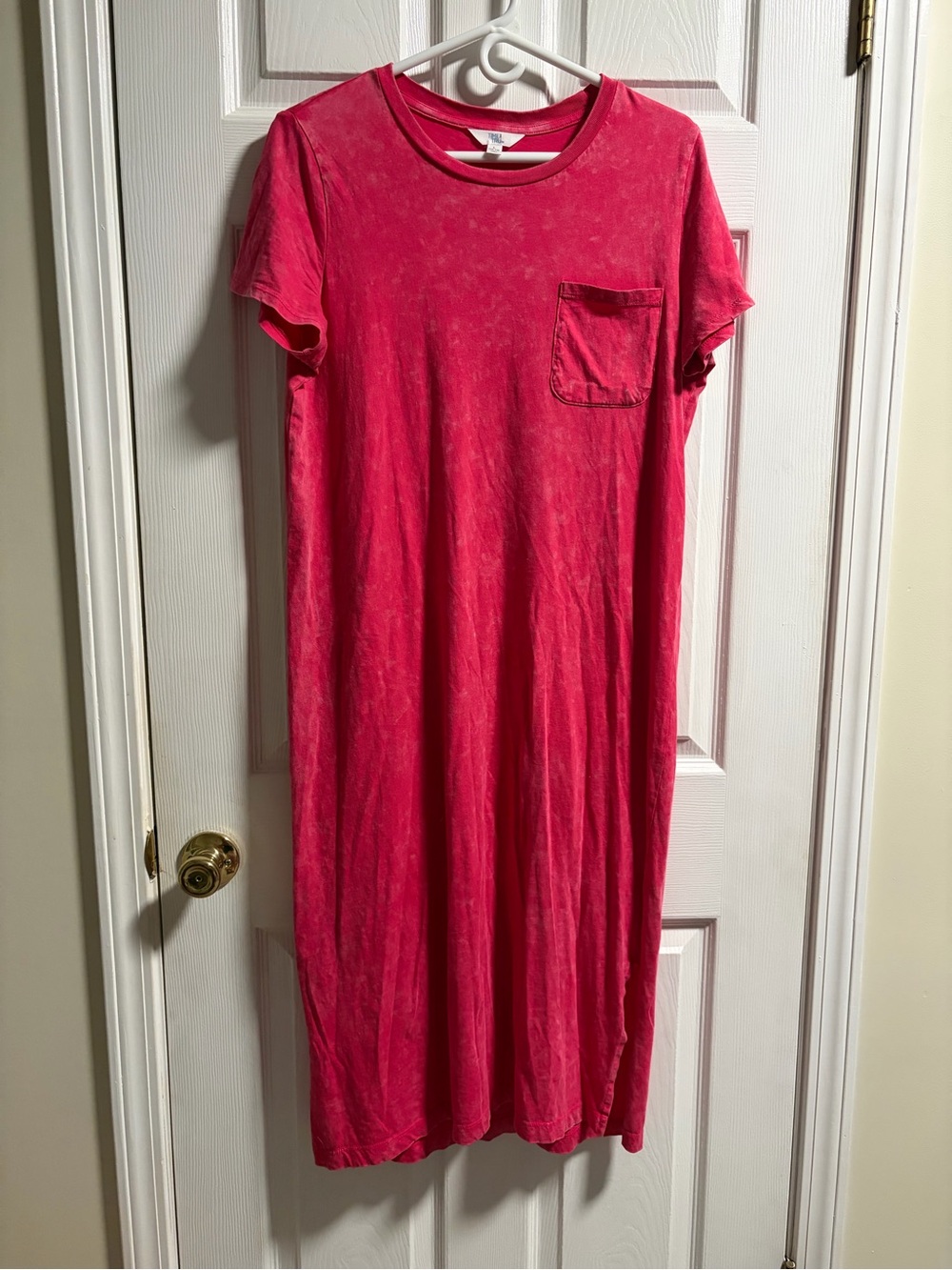 Time and True Washed Pink Pocket Tee Dress
